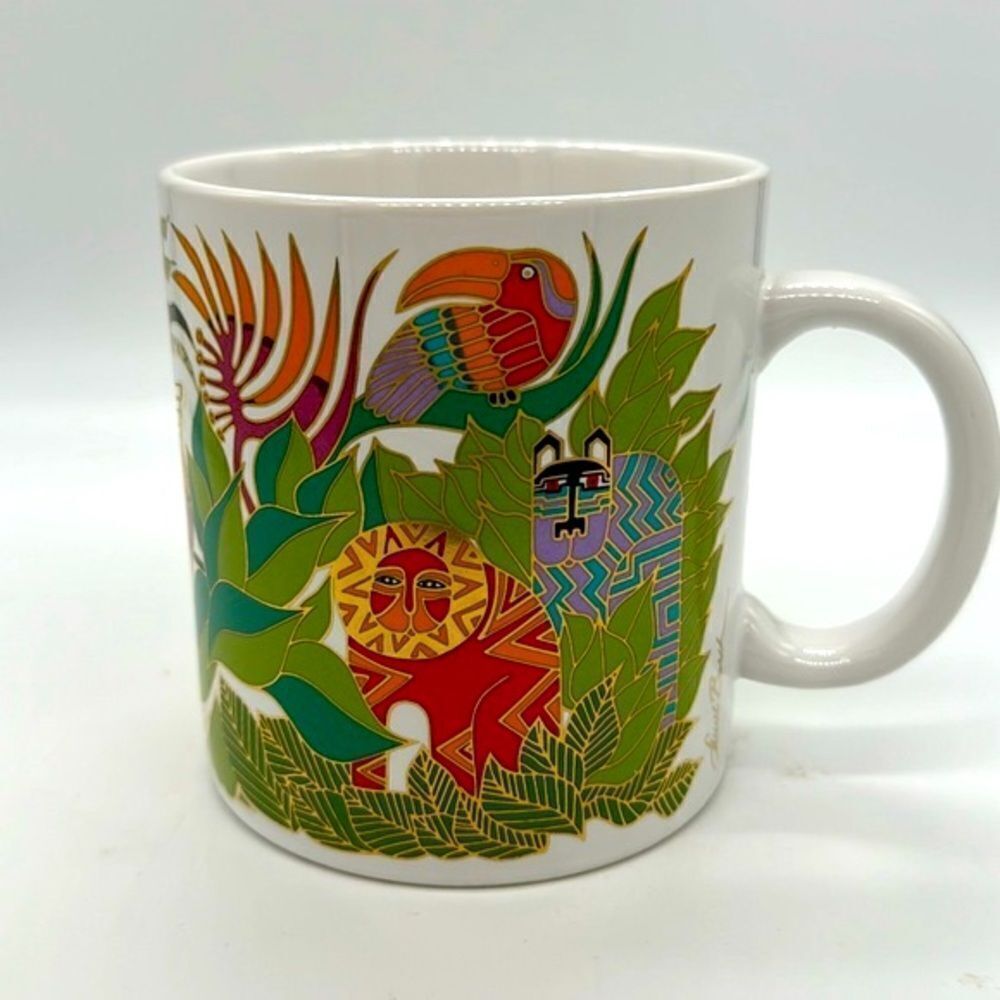 Vintage Laurel Burch Mug The Secret Jungle Animals 1989 Made in Japan